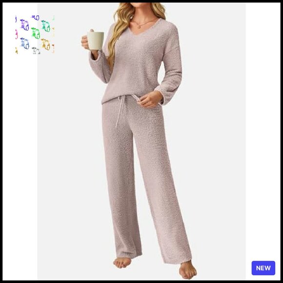 Oversized Sweater Set Fuzzy Fleece Loungewear Matching Lounge Set Chic - Picture 7 of 8